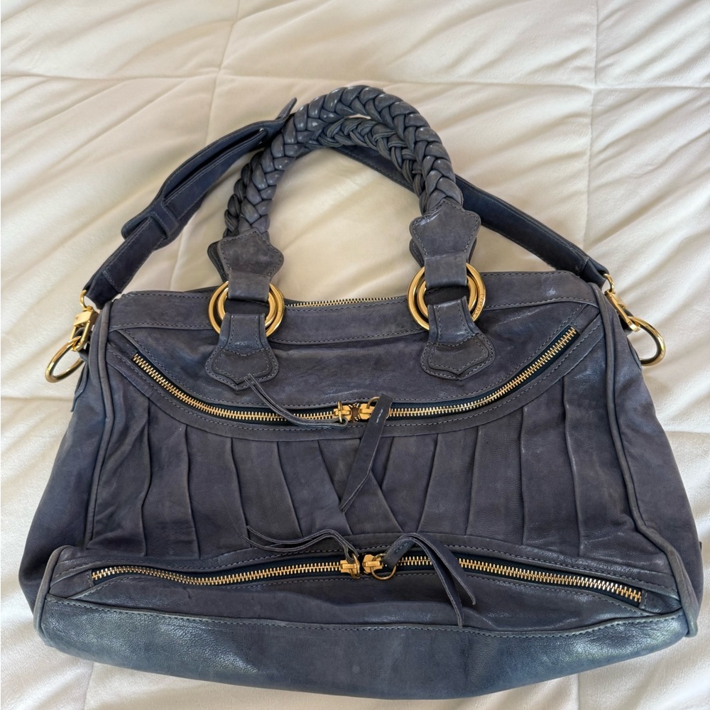 Treesje vintage blue leather handbag Y2K 2000s